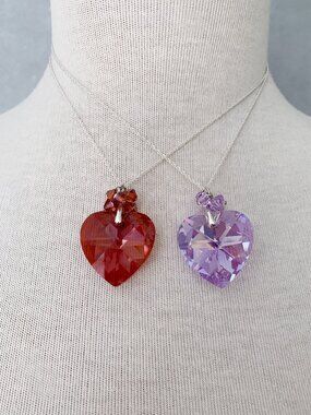 Swarovski Hearts 38mm, Sterling Silver Chain, Lot of Two